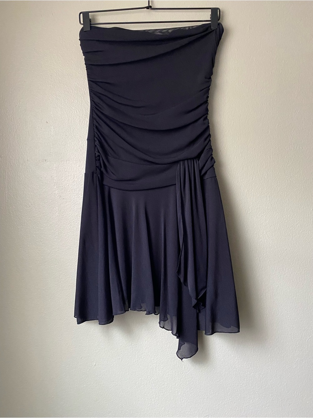 Hot Kiss Navy Strapless Asymmetrical Ruched Cocktail Dress
